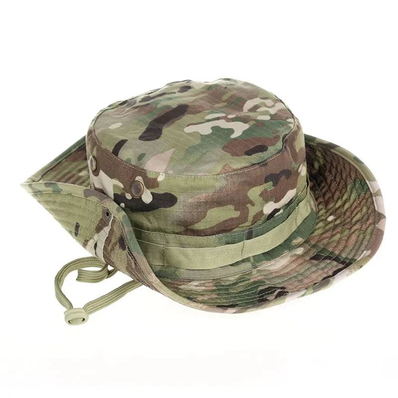 Khaki unisex boonie hat, perfect bucket hat for tactical outdoor adventures