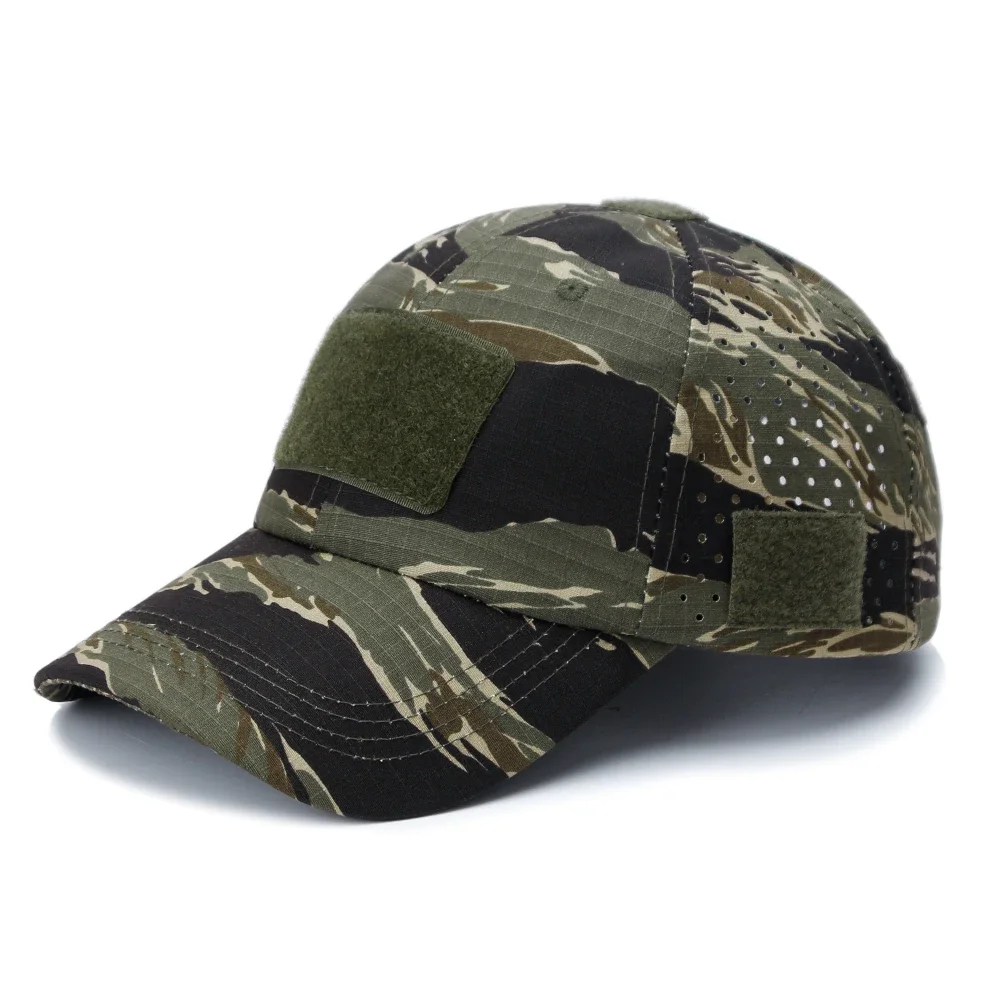 Back view of an adjustable tactical ripstop performance cap with integrated sunglass slot, perfect for outdoor activities.