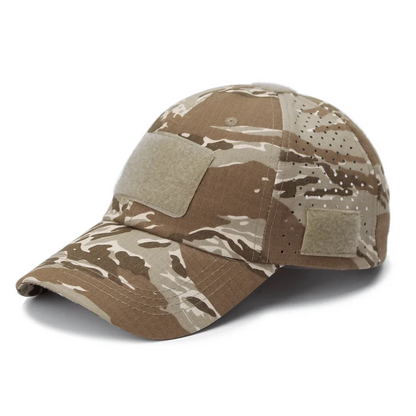 Durable ripstop tactical cap with sunglass slot for outdoor performance. Provides sun protection for unisex adventure gear.