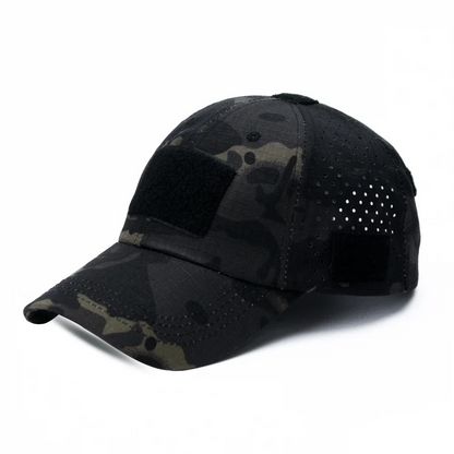 Unisex adventure gear: a tactical outdoor cap with ripstop fabric and sunglass slot for ultimate performance & sun protection.