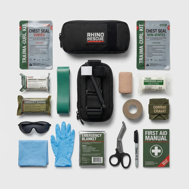 Compact MOLLE compatible IFAK medic pouch, essential for tactical emergency first aid & survival.