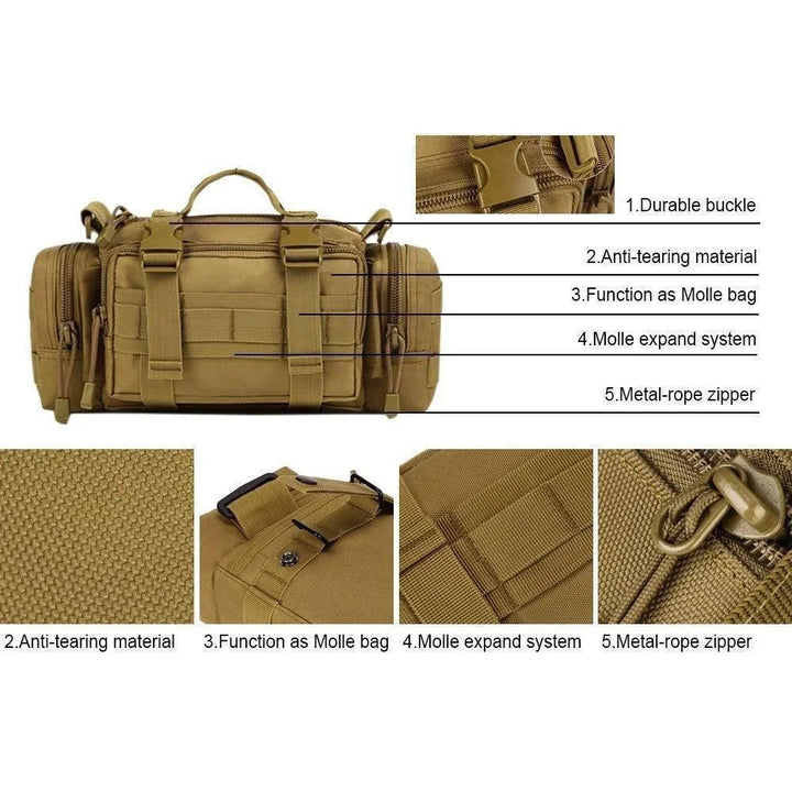 Fanny pack in olive green, perfect for outdoor biking and travel, with multiple compartments