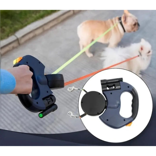 Unisex tangle-free dual dog leash with padded handle for effortless walks with two medium or large dogs.