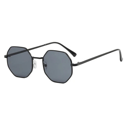 Tetragon sunglasses, gold frame, UV protection brown lenses, unisex.