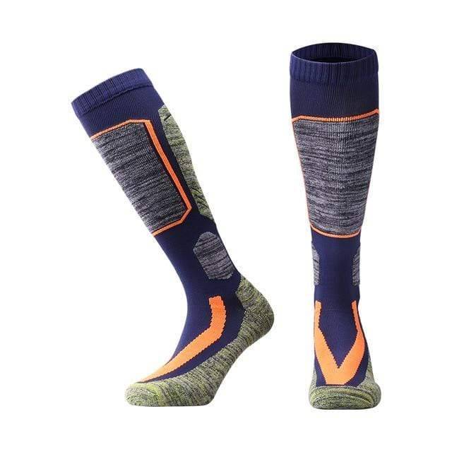 Detailed shot of the durable sole of unisex thermal fleece winter ski socks, built for grip and comfort in cold conditions.