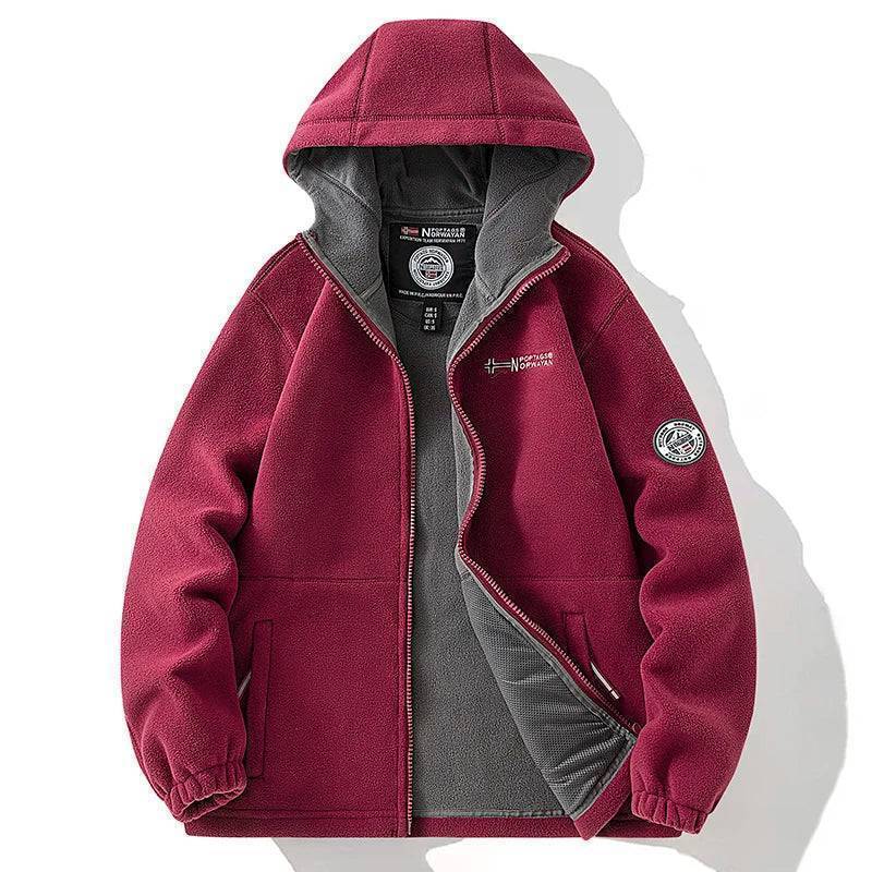 Unisex thermal fleece tactical jacket, windproof outdoor sports coat for hiking and camping