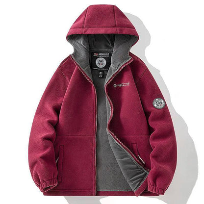 Unisex thermal fleece tactical jacket, windproof outdoor sports coat for hiking and camping