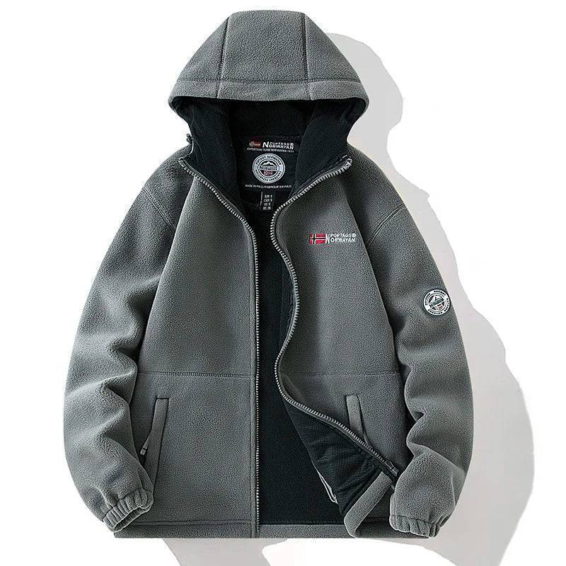 Unisex thermal fleece tactical jacket with multiple pockets, windproof and functional for camping