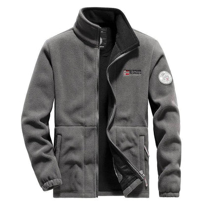Adjustable cuffs on a green unisex thermal fleece tactical jacket, practical outdoor sports coat