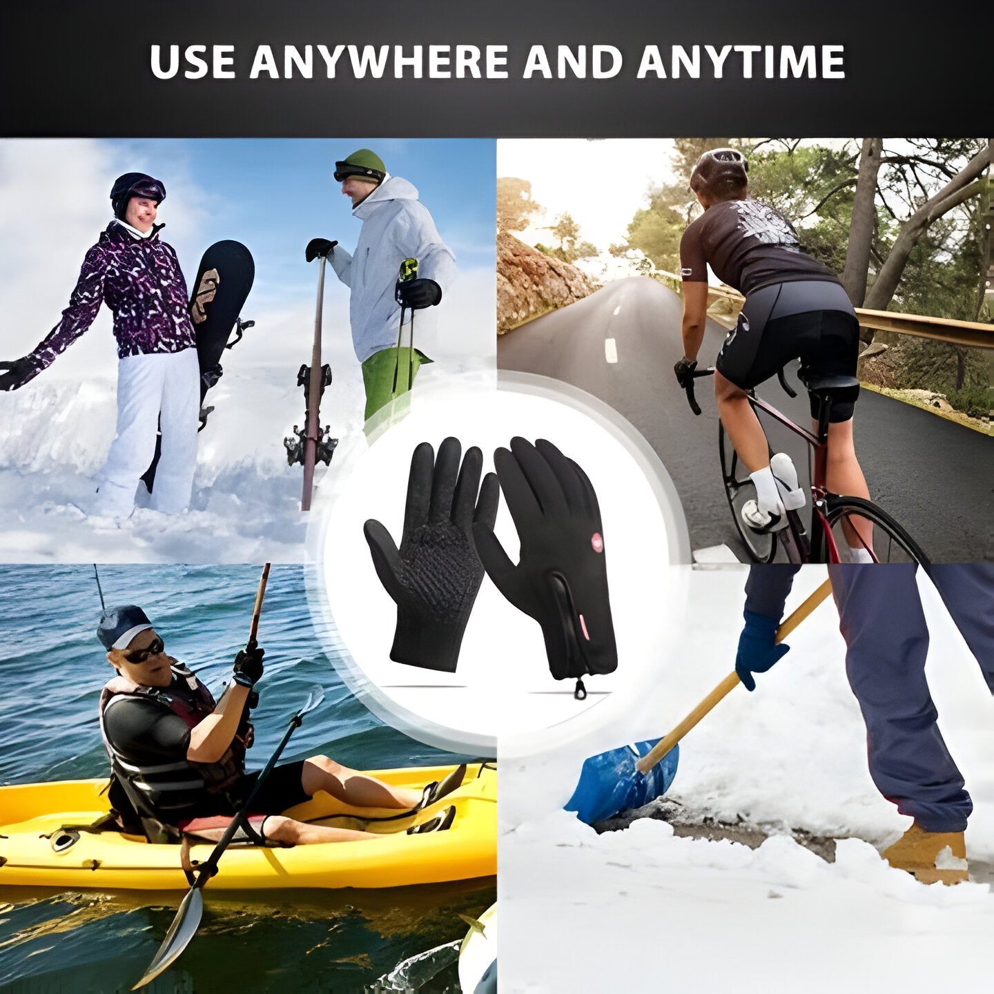 Unisex thermal winter gloves, touch screen, windproof, waterproof for cold weather.