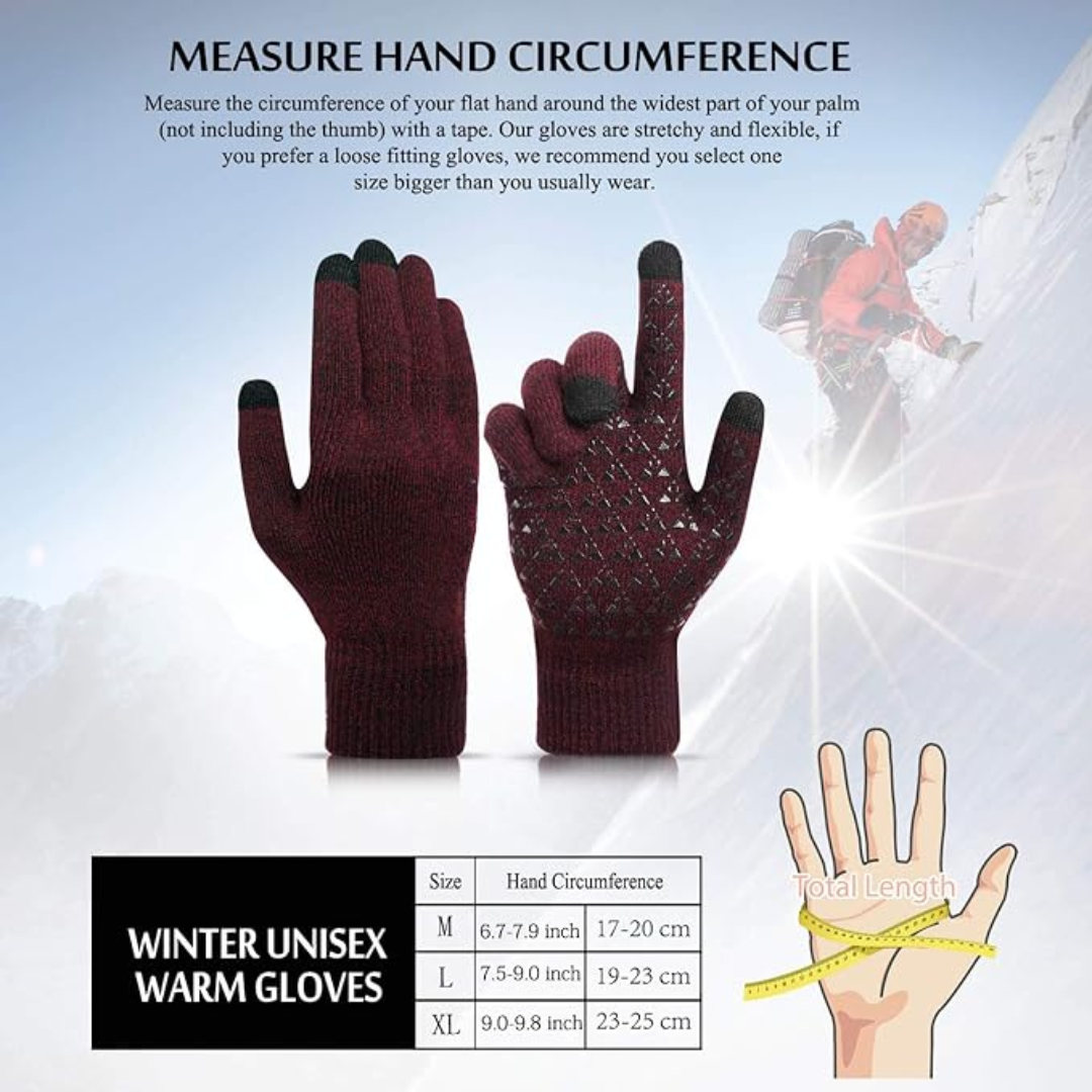 Unisex thermal touchscreen gloves for various cold weather activities, warm & practical.