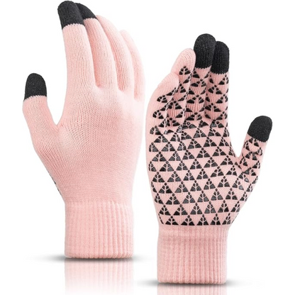 Warm thermal knit gloves for men & women, ideal for cold weather activities.