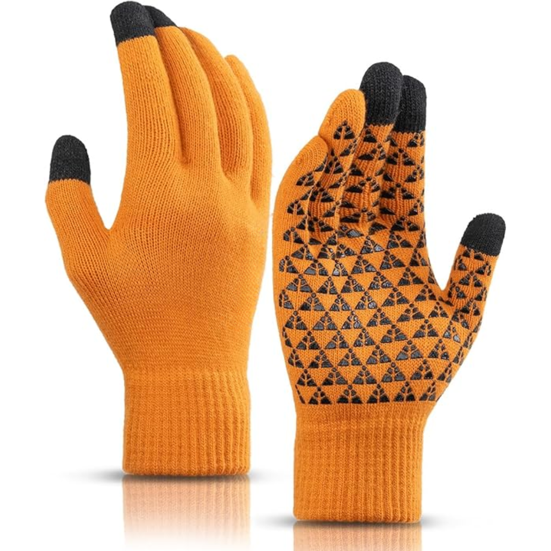 Touchscreen compatible thermal winter gloves, great for outdoor use in cold.