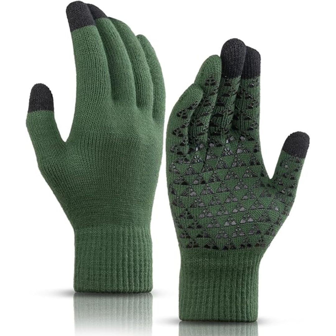 Flexible thermal driving gloves with touchscreen for winter cold.