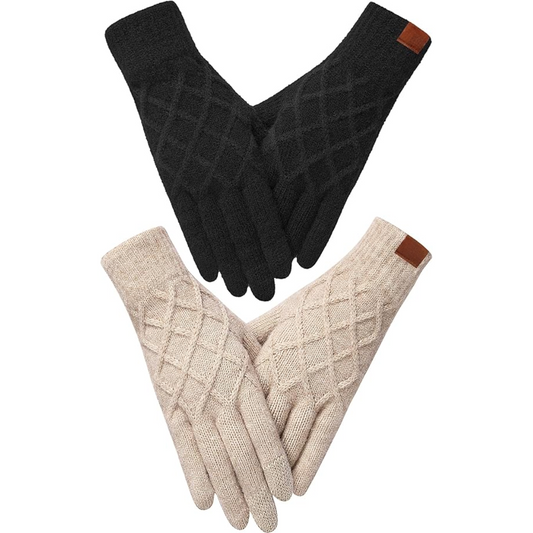 Unisex thermal touchscreen winter gloves, knitted and warm for cold weather sports and outdoor use.