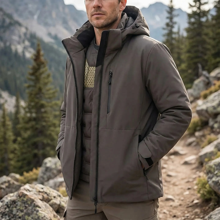 Unisex thermal windbreaker jacket for ultimate outdoor protection, ideal winter coat for hiking, skiing & camping.