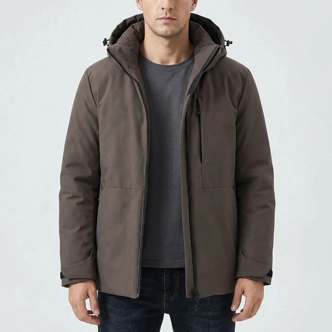 Warm, weather-resistant unisex thermal windbreaker jacket. Perfect winter coat for hiking, skiing, & outdoor camping.