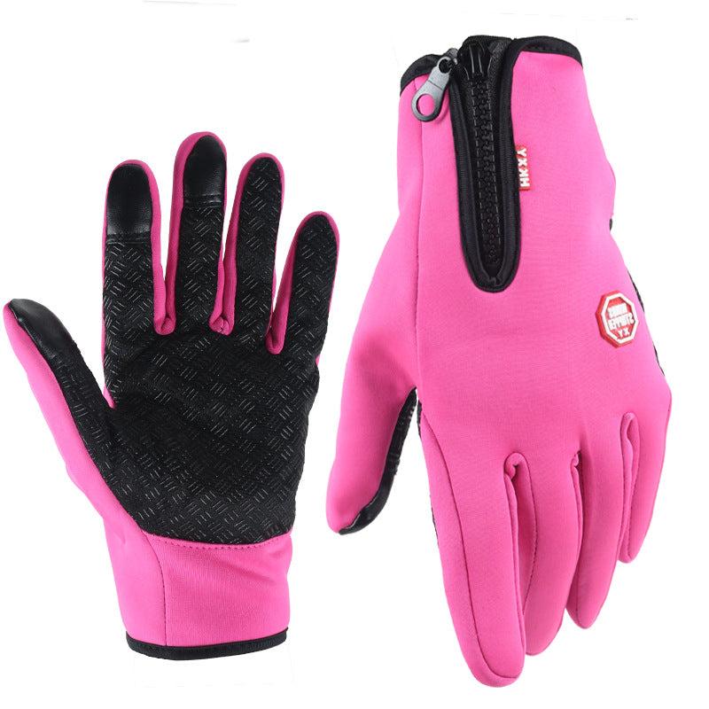Waterproof & windproof thermal fleece gloves, ensuring warm hands for winter sports. Touchscreen friendly and durable.