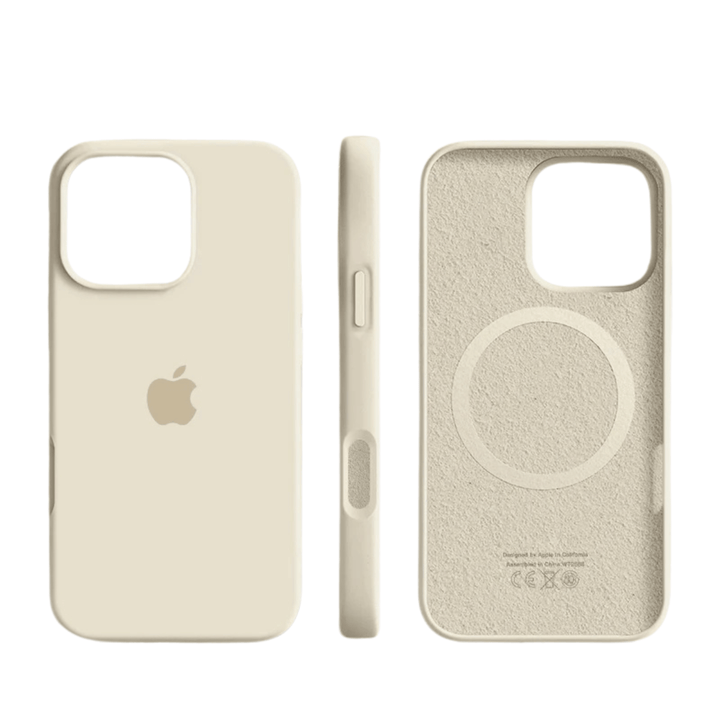 Unisex thin magnetic silicone iPhone case. Soft touch MagSafe cover with drop protection & wireless charging.