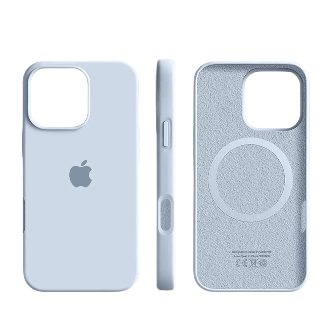 Magnetic silicone iPhone cover, ultra-thin for MagSafe & wireless charging. Unisex, soft touch, drop protection.