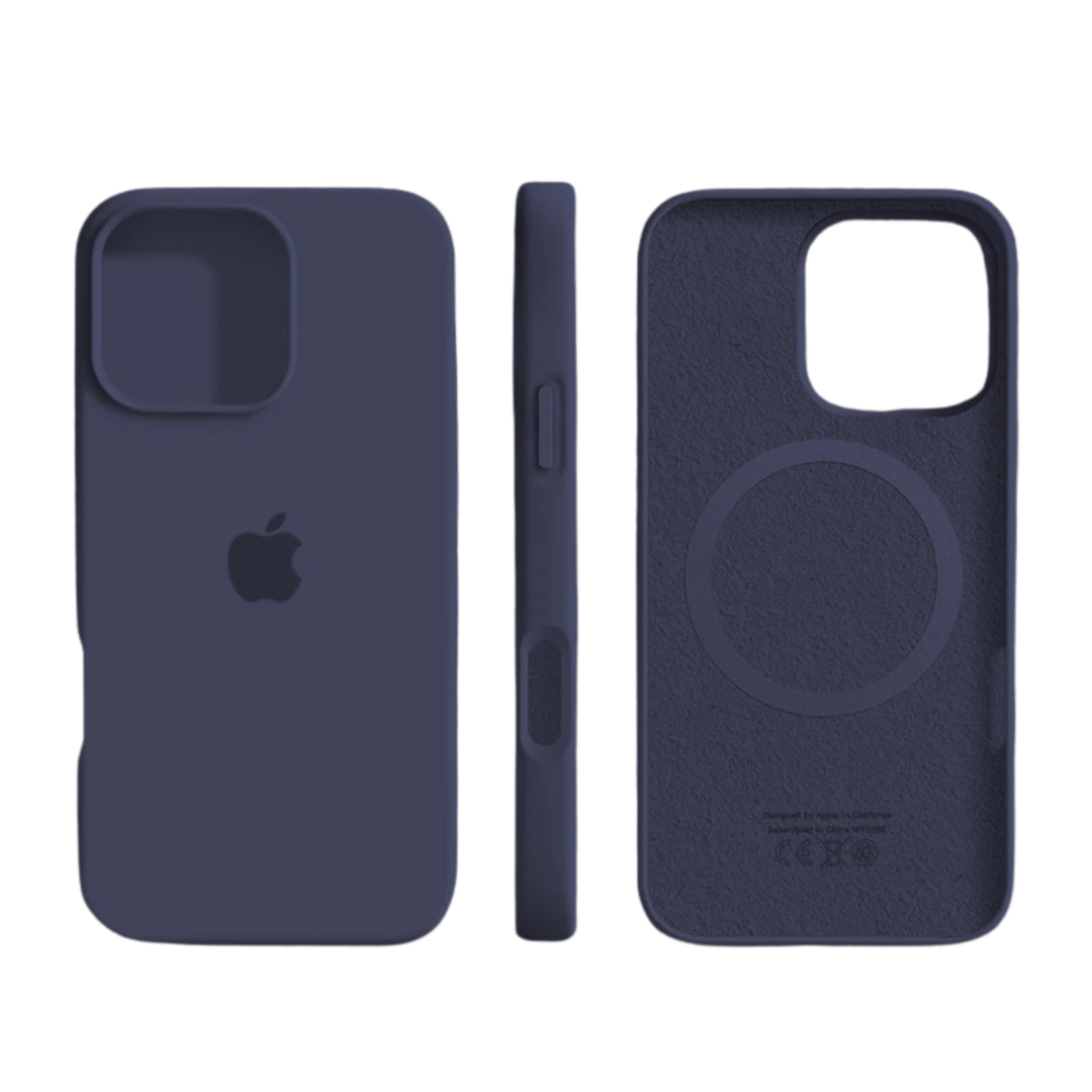 Soft touch magnetic silicone iPhone case for MagSafe. Slim design, durable drop protection & wireless charging ready.