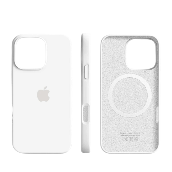 Unisex slim iPhone silicone case. Magnetic MagSafe cover with soft touch, drop protection & wireless charging support.