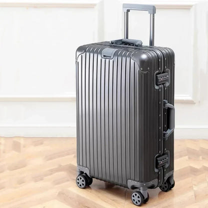Tirana hardshell carry-on suitcase, lightweight aluminum-magnesium travel bag with smooth spinner wheels & TSA lock.