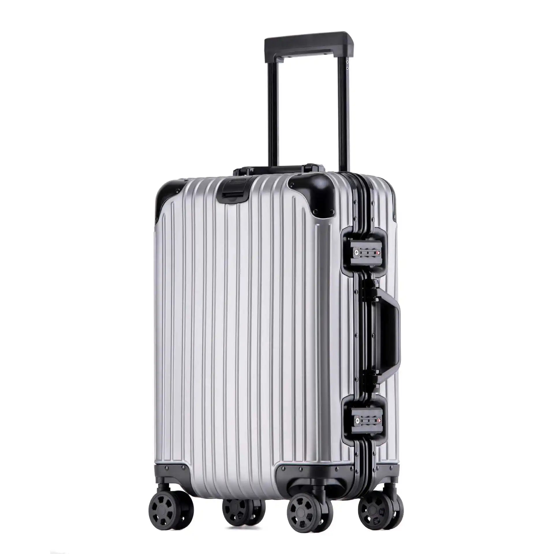 The Tirana lightweight aluminum-magnesium hardshell suitcase, ready for adventure, durable & easy to maneuver.