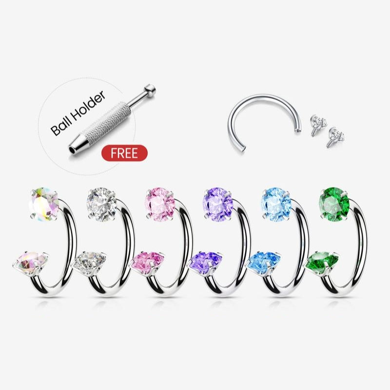 Unisex titanium horseshoe piercing rings, internal thread for secure fit. Ideal septum or lip body jewelry.