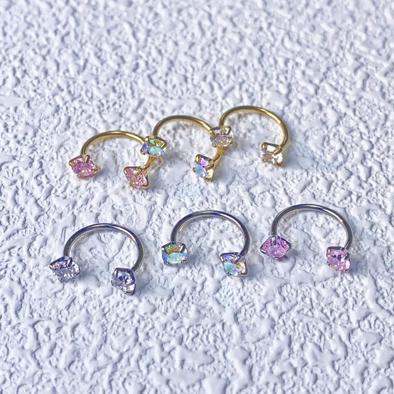 Set of unisex titanium horseshoe body jewelry. Silver & gold options, 18g/20g. Internal thread for comfort.