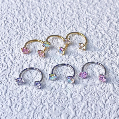 Set of unisex titanium horseshoe body jewelry. Silver & gold options, 18g/20g. Internal thread for comfort.