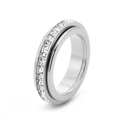 Calming unisex spinner fidget ring in titanium steel, designed for everyday anxiety relief.