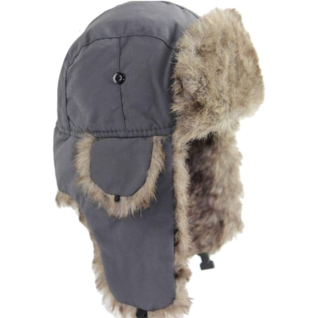 Plush faux fur-lined trapper hat, offering ultimate warmth & windproof protection for all winter outdoor adventures.