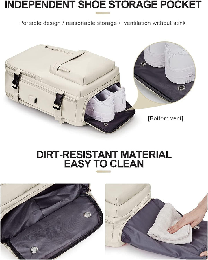 Black unisex travel backpack, ideal for weekend trips, with USB port and anti-theft features.