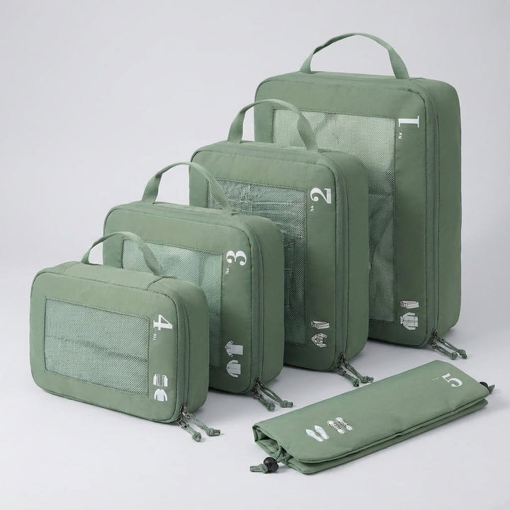 OrgaSwift unisex travel compression packing cubes set for efficient luggage organization, essential for space saving.