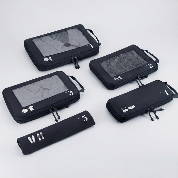 Travel essentials: Unisex compression packing cube set for neat luggage organization & maximizing suitcase space.