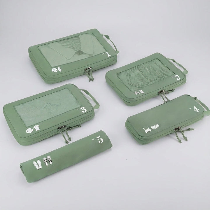 Compact unisex travel compression packing cubes, ideal for maximizing space in any luggage or suitcase for travel gear.