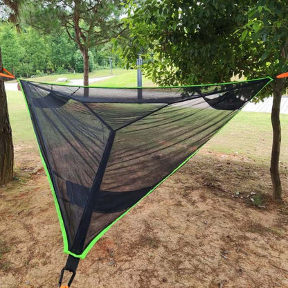 Unisex triangle mesh camping hammock for outdoor relaxation, portable adventure gear