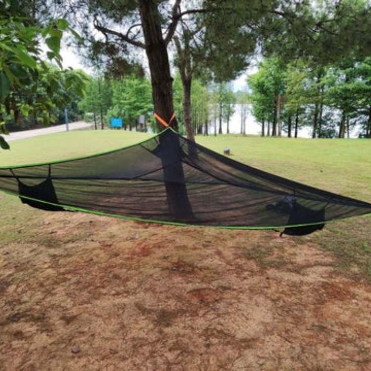 Breathable mesh triangle hammock for comfortable outdoor relaxation and camping