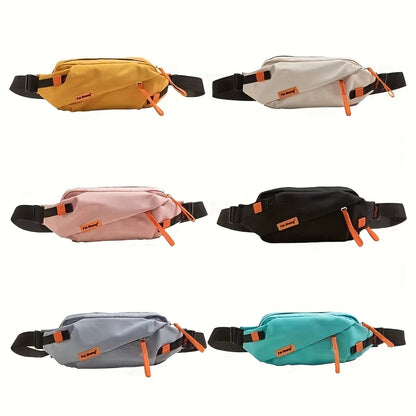 Unisex ultra-compact water-resistant sling bag, presented in a travel scene, ideal for carrying essentials on the go.