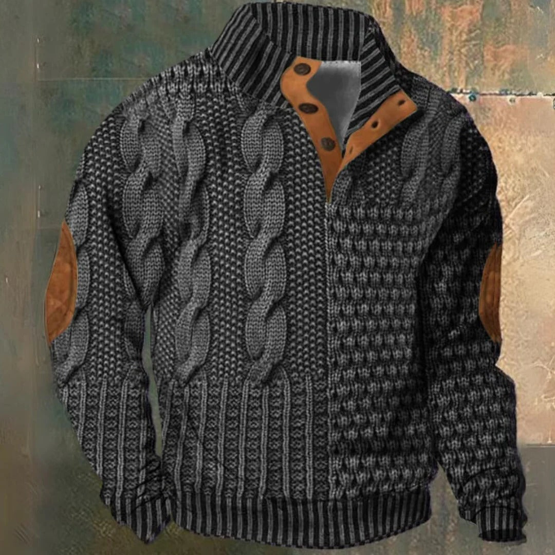 Classic black unisex ultra-cozy warm winter sweater. Versatile pullover, essential for casual and comfortable cold days.