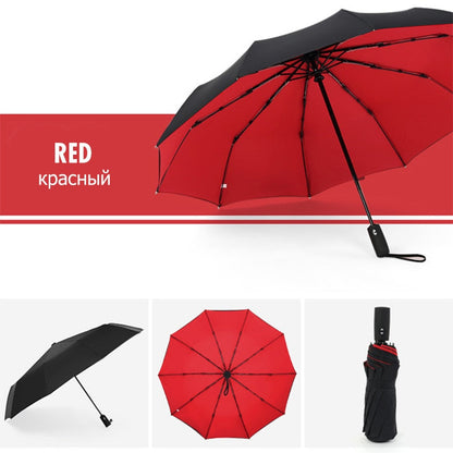 Automatic windproof travel umbrella, compact & durable, offering superior all-weather protection for men & women.