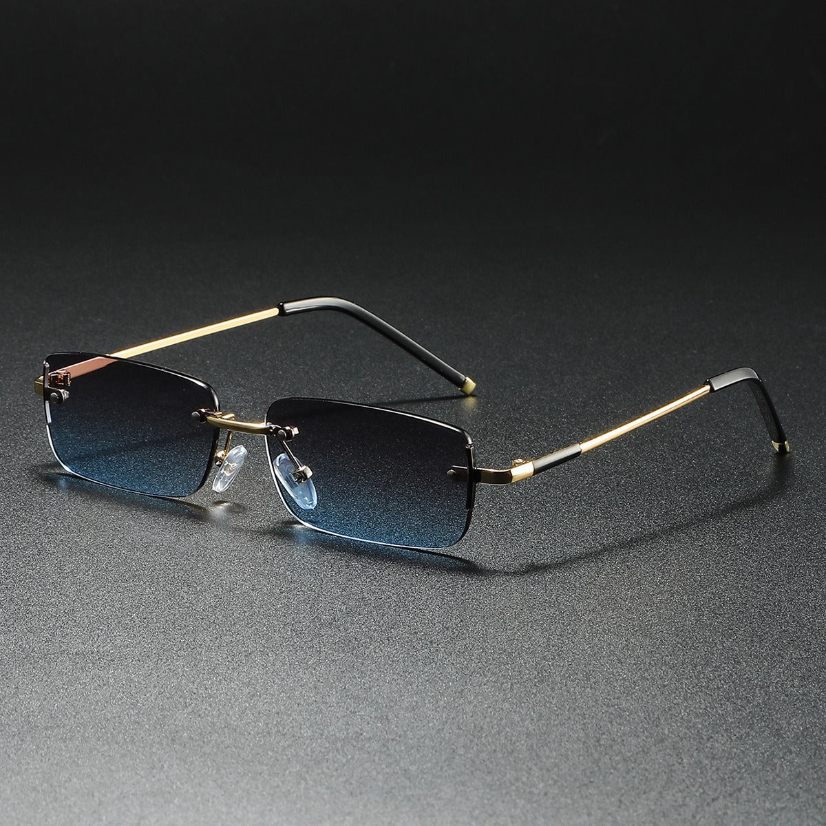 Unisex ultra-light rimless rectangular sunglasses. Sleek, minimalist design for effortless style and fashion.