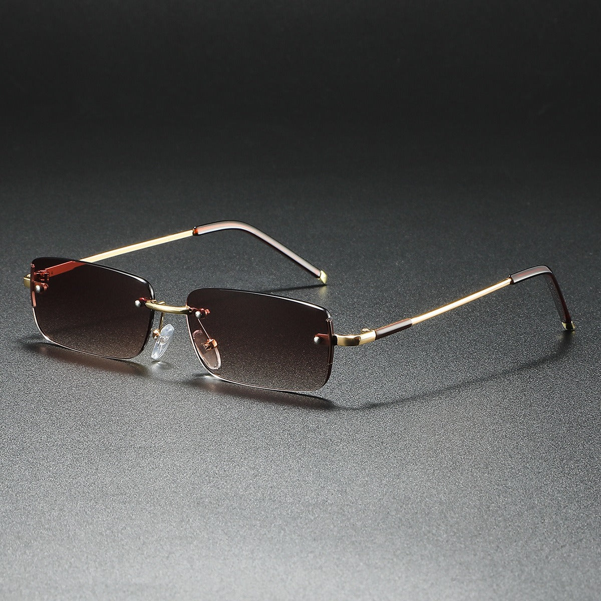 Effortless style: Unisex ultra-light rimless rectangular sunglasses. Sleek minimalist eyewear for everyday.