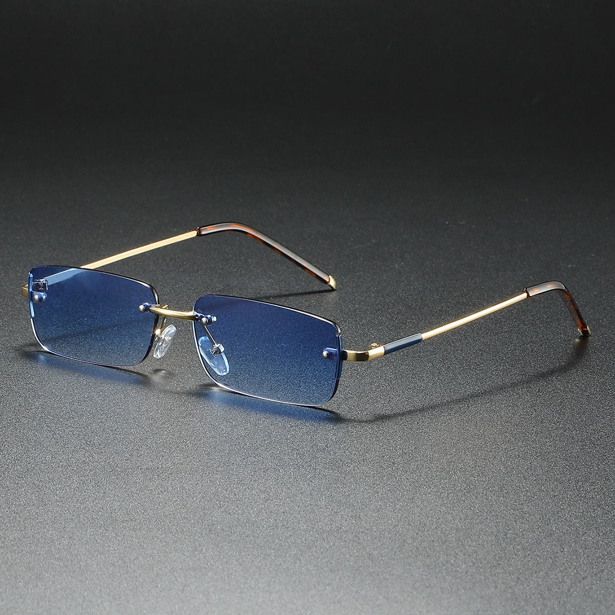 Unisex ultra-light rimless rectangular sunglasses, a chic and elegant accessory offering sun protection.