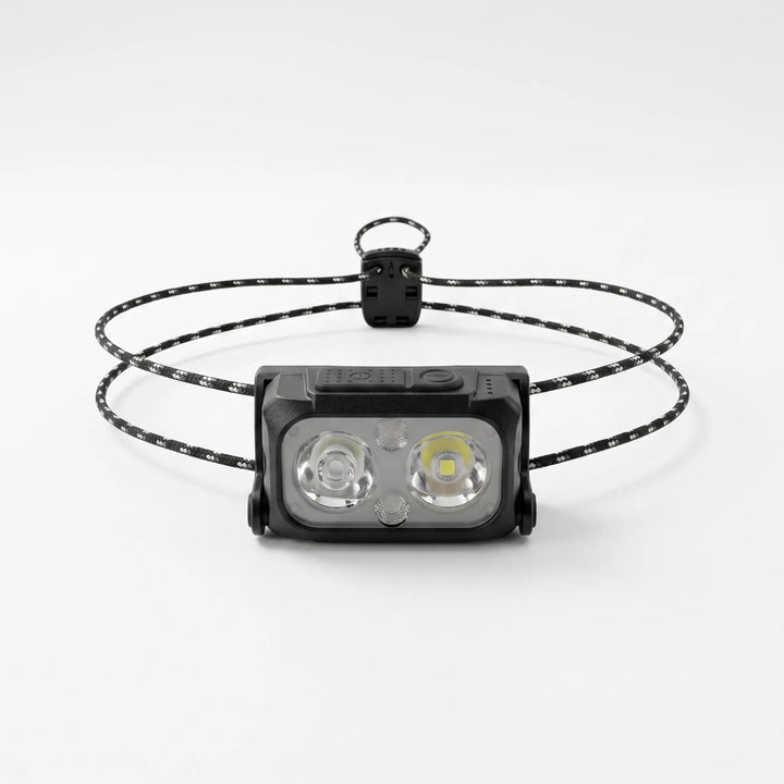 Unisex rechargeable headlamp, ultra-lightweight for all outdoor activities like running, hiking, and camping.