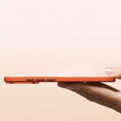 Protective iPhone cover with anti-slip grip, camera protection, and matte finish for secure handling.