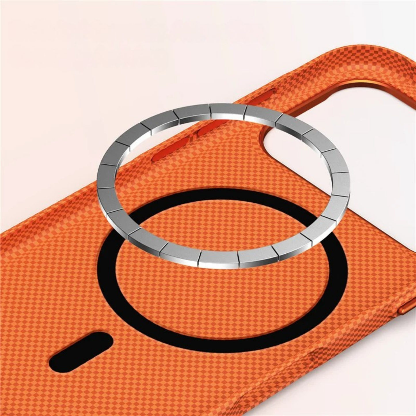 Stylish unisex iPhone accessory, slim profile, MagSafe compatible, robust protection.