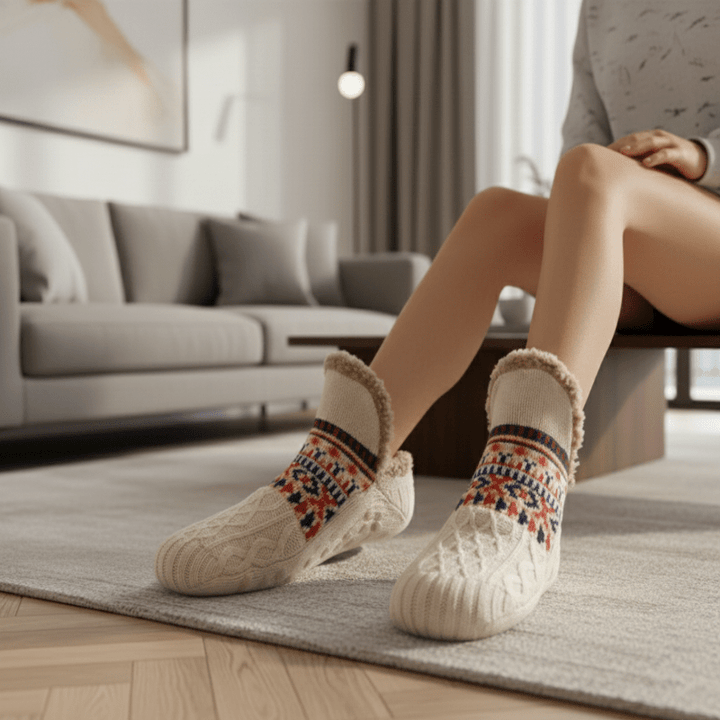Plush unisex slipper socks, ultra-soft and warm, perfect for cozy indoor comfort at home.