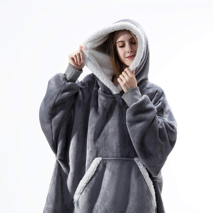 Patterned oversized hoodie blanket, snug and cozy for unisex home relaxation.